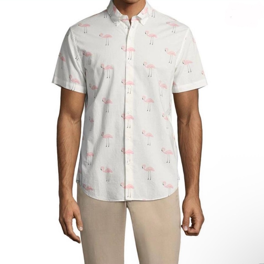 Cactus Man Ricky Singh Men’s Shirt XL Flamingo Button Down Slim Fit